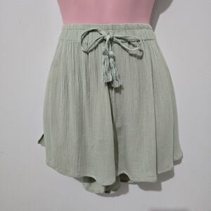 NWT - Salty Lemon - Shorts - Button Elastic Tassle - Size L - Thyme Green